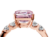 Rose gold Fancy Pink Asscher  Brilliant Cut Diamond Five-Stone Prong Set Engagement Ring with Channel Band_21