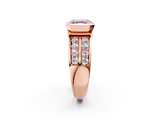 Rose gold Fancy Pink Asscher  Brilliant Diamond Channel Set Wide Band Ring with Bezel Setting_2
