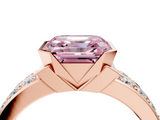 Rose gold Fancy Pink Asscher  Brilliant Diamond Channel Set Wide Band Ring with Bezel Setting_4