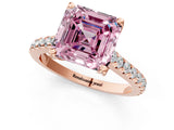 Rose gold Fancy Pink Asscher  Brilliant Diamond Solitaire with Pavé Band and Four-Prong Setting 1