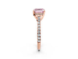 Rose gold Fancy Pink Asscher  Brilliant Diamond Solitaire with Pavé Band and Four-Prong Setting 2