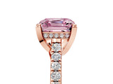 Rose gold Fancy Pink Asscher  Brilliant Diamond Solitaire with Pavé Band and Four-Prong Setting 5