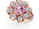 Rose gold Fancy Pink Asscher  Brilliant Flower Halo Diamond Split Shank Ring_30