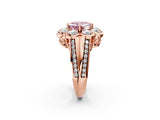 Rose gold Fancy Pink Asscher  Brilliant Flower Halo Diamond Split Shank Ring_31