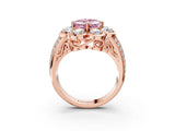 Rose gold Fancy Pink Asscher  Brilliant Flower Halo Diamond Split Shank Ring_32
