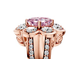 Rose gold Fancy Pink Asscher  Brilliant Flower Halo Diamond Split Shank Ring_34