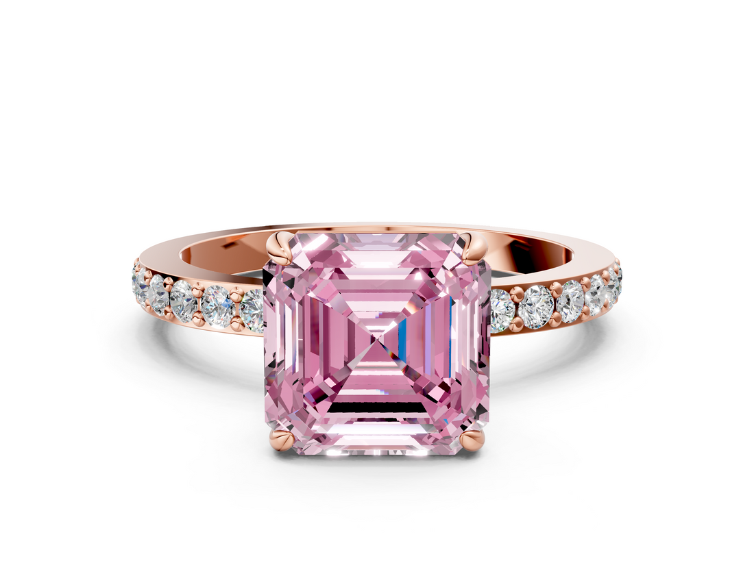 Rose gold Fancy Pink Asscher  Brilliant Pavé Band Solitaire with Four-Prong Setting_52