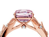 Rose gold Fancy Pink Asscher  Brilliant Solitaire with Leaf Motif Band and Four-Prong Setting_4