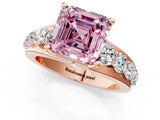 Rose gold Fancy Pink Asscher  Brilliant Solitaire with Side Stones on a Pave Band and Four-Prong Setting_13