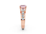 Rose gold Fancy Pink Asscher  Brilliant Solitaire with Side Stones on a Pave Band and Four-Prong Setting_14
