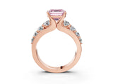Rose gold Fancy Pink Asscher  Brilliant Solitaire with Side Stones on a Pave Band and Four-Prong Setting_15