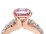 Rose gold Fancy Pink Asscher  Brilliant Solitaire with Side Stones on a Pave Band and Four-Prong Setting_16