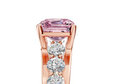 Rose gold Fancy Pink Asscher  Brilliant Solitaire with Side Stones on a Pave Band and Four-Prong Setting_17