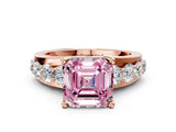 Rose gold Fancy Pink Asscher  Brilliant Solitaire with Side Stones on a Pave Band and Four-Prong Setting_36