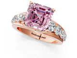 Rose gold Fancy Pink Asscher  Brilliant Solitaire with Side Stones on a Pave Band and Four-Prong Setting_37