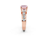 Rose gold Fancy Pink Asscher  Brilliant Solitaire with Side Stones on a Pave Band and Four-Prong Setting_38