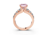 Rose gold Fancy Pink Asscher  Brilliant Solitaire with Side Stones on a Pave Band and Four-Prong Setting_39