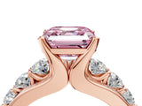 Rose gold Fancy Pink Asscher  Brilliant Solitaire with Side Stones on a Pave Band and Four-Prong Setting_40