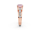 Rose gold Fancy Pink Asscher  Brilliant Solitaire with Side Stones on a Pave Band and Four-Prong Setting_48
