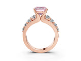 Rose gold Fancy Pink Asscher  Brilliant Solitaire with Side Stones on a Pave Band and Four-Prong Setting_49