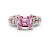 Rose gold Fancy Pink Asscher  Cluster Diamond Engagement Ring with Pavé Band and Four-Prong Setting_16