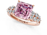 Rose gold Fancy Pink Asscher  Cluster Diamond Engagement Ring with Pavé Band and Four-Prong Setting_17