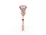 Rose gold Fancy Pink Asscher  Cluster Diamond Engagement Ring with Pavé Band and Four-Prong Setting_18