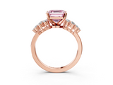 Rose gold Fancy Pink Asscher  Cluster Diamond Engagement Ring with Pavé Band and Four-Prong Setting_19