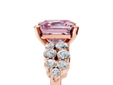Rose gold Fancy Pink Asscher  Cluster Diamond Engagement Ring with Pavé Band and Four-Prong Setting_21