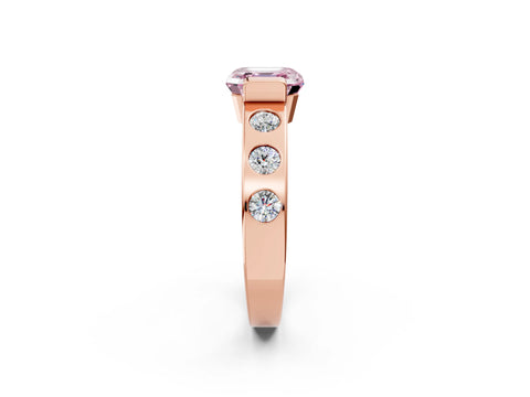 Rose gold Fancy Pink Asscher Cut Brilliant Channel-Set Diamond Ring with Bezel Prong Setting_2
