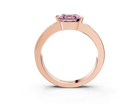 Rose gold Fancy Pink Asscher Cut Brilliant Channel-Set Diamond Ring with Bezel Prong Setting_3