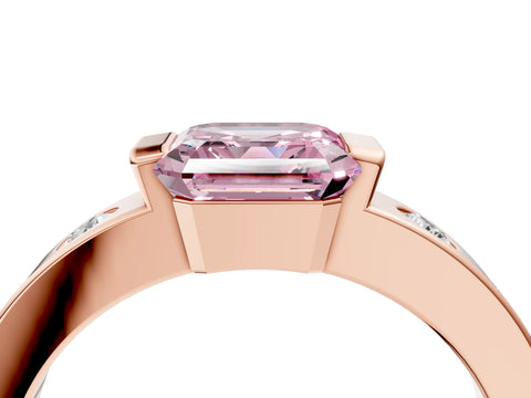 Rose gold Fancy Pink Asscher Cut Brilliant Channel-Set Diamond Ring with Bezel Prong Setting_4