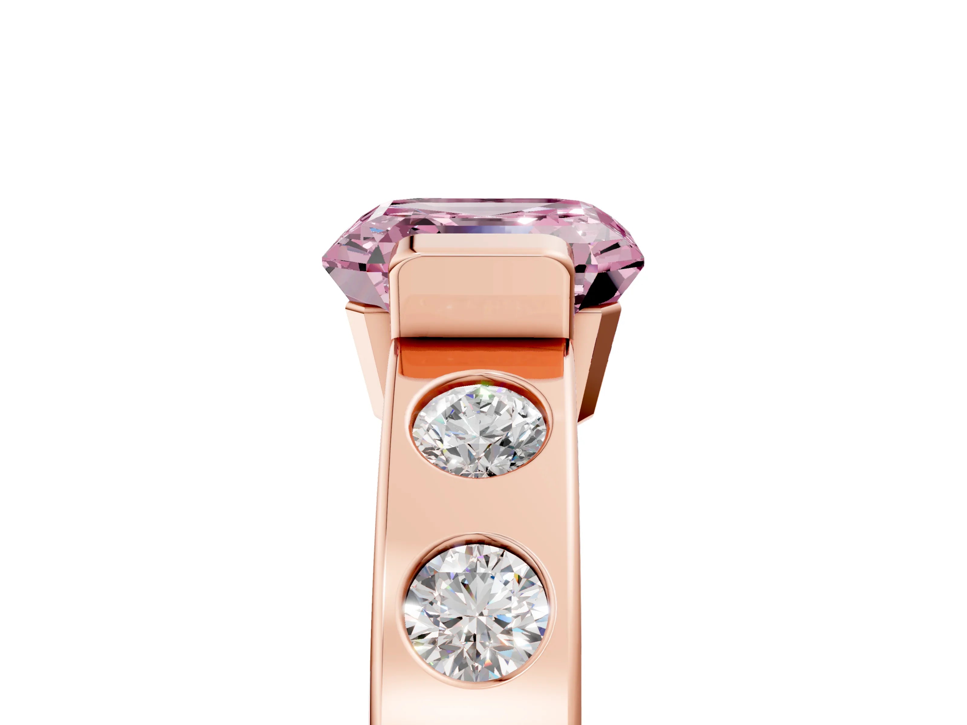 Rose gold Fancy Pink Asscher Cut Brilliant Channel-Set Diamond Ring with Bezel Prong Setting_5