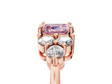 Rose gold Fancy Pink Asscher Cut Brilliant Diamond Cluster Accent Solitaire Ring with Prong Setting_5