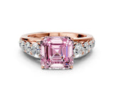 Rose gold Fancy Pink Asscher Cut Brilliant Diamond Pavé Band with Six-Prong Setting_12