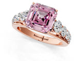Rose gold Fancy Pink Asscher Cut Brilliant Diamond Pavé Band with Six-Prong Setting_13