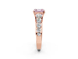 Rose gold Fancy Pink Asscher Cut Brilliant Diamond Pavé Band with Six-Prong Setting_14