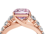 Rose gold Fancy Pink Asscher Cut Brilliant Diamond Pavé Band with Six-Prong Setting_16