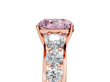 Rose gold Fancy Pink Asscher Cut Brilliant Diamond Pavé Band with Six-Prong Setting_17