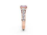 Rose gold Fancy Pink Asscher Cut Brilliant Diamond Pavé Band with Six-Prong Setting_2