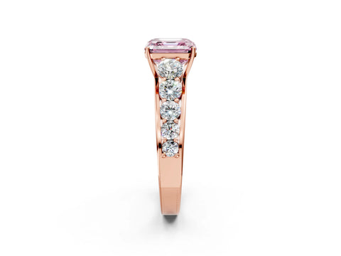 Rose gold Fancy Pink Asscher Cut Brilliant Diamond Pavé Band with Six-Prong Setting_2