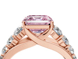 Rose gold Fancy Pink Asscher Cut Brilliant Diamond Pavé Band with Six-Prong Setting_4