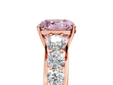 Rose gold Fancy Pink Asscher Cut Brilliant Diamond Pavé Band with Six-Prong Setting_5