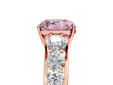 Rose gold Fancy Pink Asscher Cut Brilliant Diamond Pavé Band with Six-Prong Setting_5