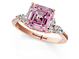 Rose gold Fancy Pink Asscher Cut Brilliant Diamond Solitaire Ring with Pear Side Stones and Four-Prong Setting_4