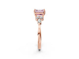Rose gold Fancy Pink Asscher Cut Brilliant Diamond Solitaire Ring with Pear Side Stones and Four-Prong Setting_5