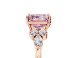 Rose gold Fancy Pink Asscher Cut Brilliant Diamond Solitaire Ring with Pear Side Stones and Four-Prong Setting_8