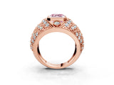 Rose gold Fancy Pink Asscher Cut Brilliant Halo Pave Diamond Milgrain Ring_3