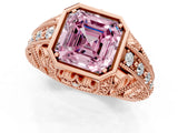 Rose gold Fancy Pink Asscher Cut Brilliant Milgrain Filigree Diamond Ring with Square Prong Setting_1