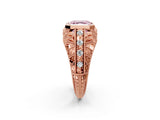 Rose gold Fancy Pink Asscher Cut Brilliant Milgrain Filigree Diamond Ring with Square Prong Setting_2